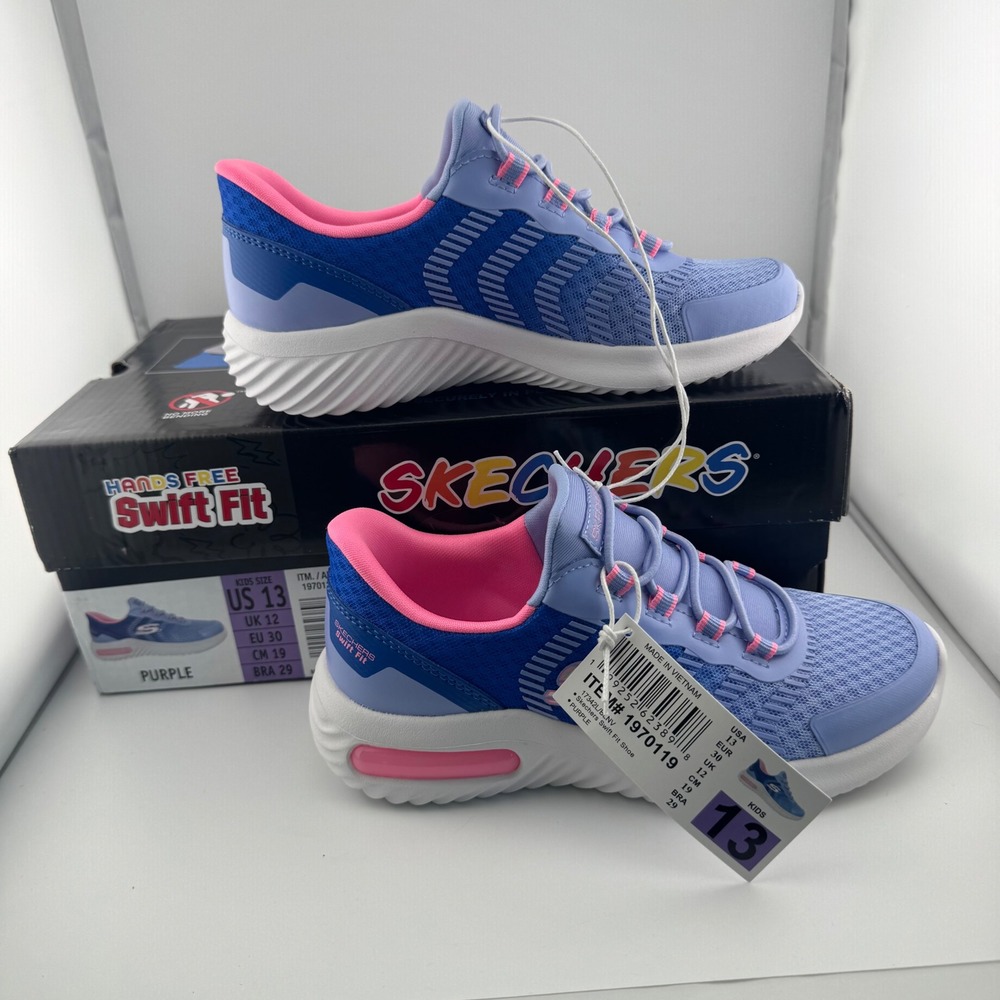 Skechers Swift Fit Kids Size 13 Purple Blue Pink Sneakers New 17342L/BLNV